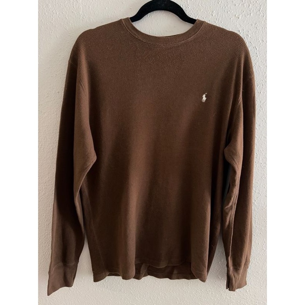 Polo Ralph Lauren Waffle Knit Thermal Long Sleeve Sleepwear Brown Large